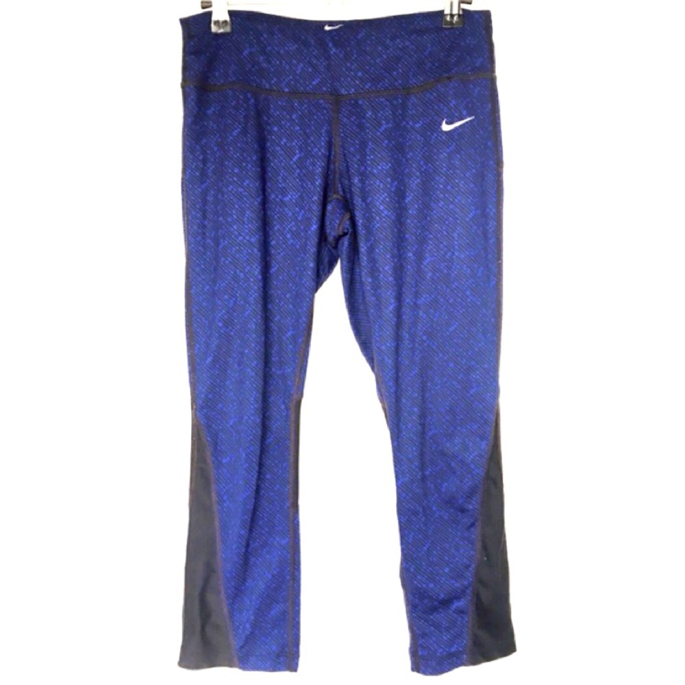 Nike blue w black designs crop running pants M